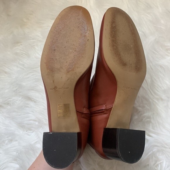 Everlane The Day Boot Italian Leather Ankle Block Heel Booties Brick Color Sz 7 - Picture 9 of 10